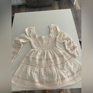 American Eagle Outfitters Cream Long Sleeve Dress